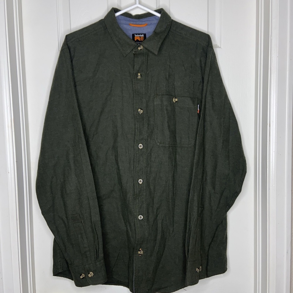 Timberland Pro Woodford A1V49 Sz L Green Work Shirt.